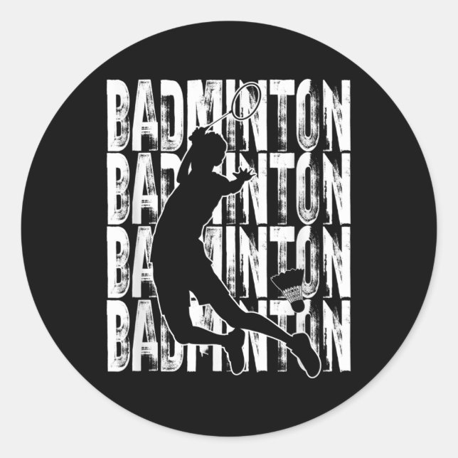 Adesivo Redondo Badminton Lovers Theme Graphic Design  (Frente)