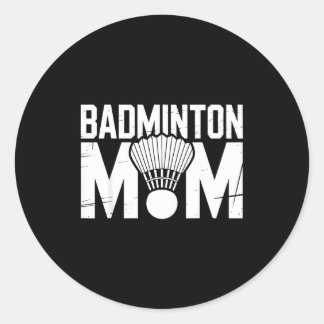 Adesivo Redondo Badminton Mom Retro Women Badminton Lover Mommy Mo
