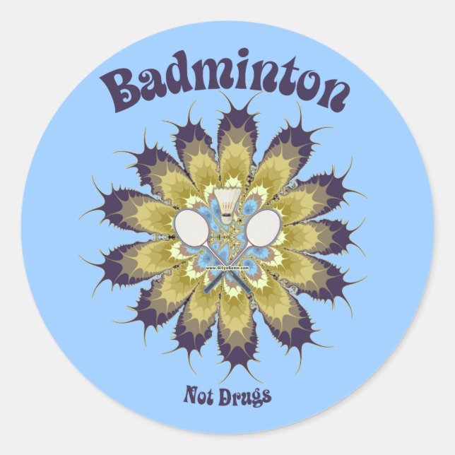 Adesivo Redondo Badminton Não Drogas Flor (Frente)