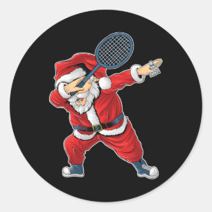 Adesivo Redondo Badminton Natal Dabbing Papai Noel com Shutt