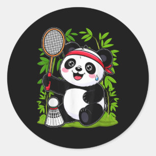 Adesivo Redondo Badminton Panda Escavado - Engraçado Shuttle Ani