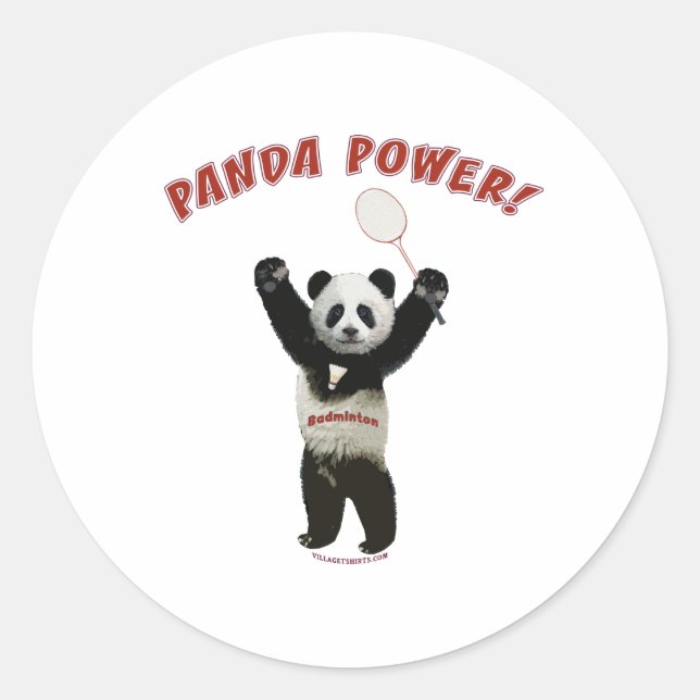 Adesivo Redondo Badminton Panda Power (Frente)