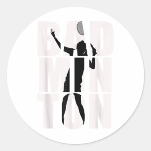 Adesivo Redondo Badminton Para Homens, Mulheres, Meninas e Meninos