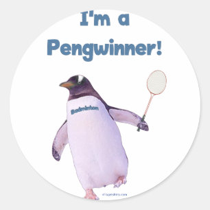Adesivo Redondo Badminton Penguin