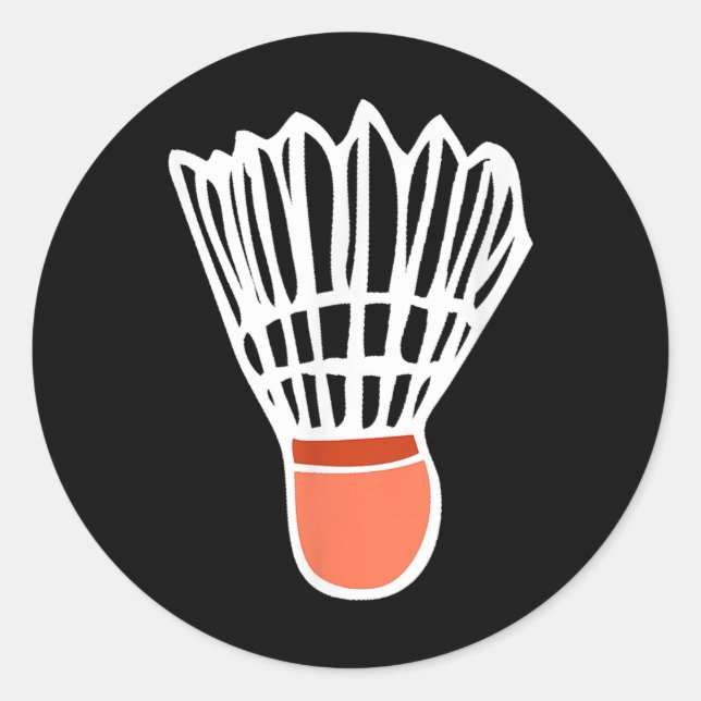 Adesivo Redondo Badminton Player Racket Shuttle Illustration Sport (Frente)