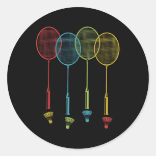 Adesivo Redondo Badminton Player Team Shuttle Coach Matar Badminto