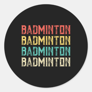 Adesivo Redondo Badminton, Retro Vintage Badminton