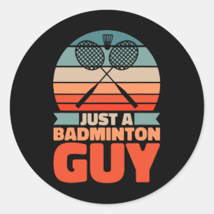 Adesivo Redondo Badminton Retro - Vintage Shuttle Apenas Um Badmin