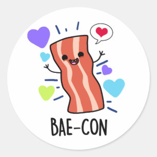 Adesivo Redondo Bae-con Cute Bacon Pun