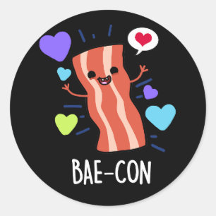 Adesivo Redondo Bae-con Funny Bacon Pun