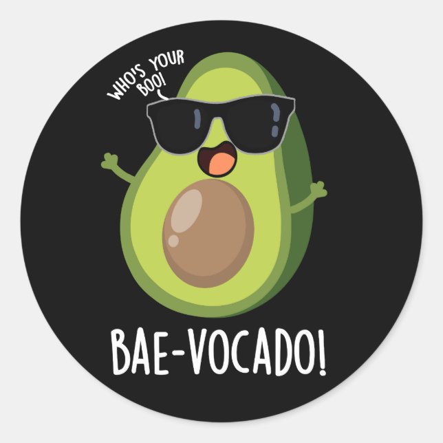 Adesivo Redondo Bae-vocado Funny Avocado Pun Dark BG (Frente)