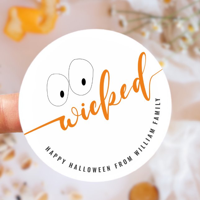 Adesivo Redondo Bag de Tratamento de Favor do Halloween (Wicked Halloween Favor Treat Bag Classic Round Sticker)