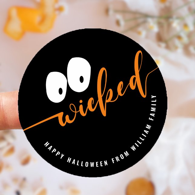 Adesivo Redondo Bag de Tratamento de Favor do Halloween (Wicked Halloween Favor Treat Bag Classic Round Sticker)