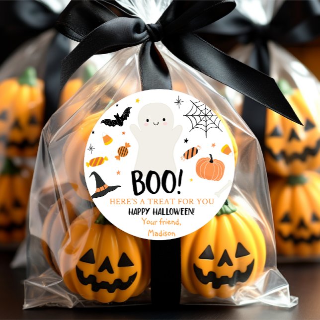 Adesivo Redondo Bag Ghost Pumpkin de Halloween (Criador carregado)