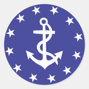 Adesivo Redondo Bag_White Anchor_Círculo Ditty de Stars_insignia