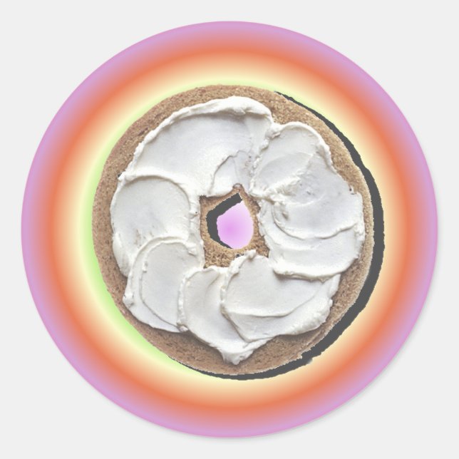 Adesivo Redondo Bagel e queijo creme (Frente)