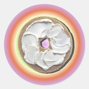 Adesivo Redondo Bagel & queijo creme