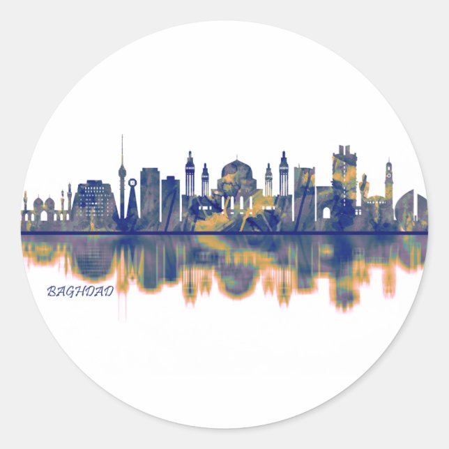 Adesivo Redondo Baghdad Skyline (Frente)