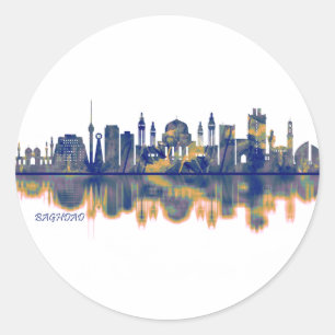 Adesivo Redondo Baghdad Skyline