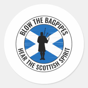 Adesivo Redondo Bagpiper Musical Bagpiper Scottish Funny