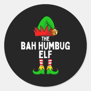 Adesivo Redondo Bah Humbug Elf Matando Natal