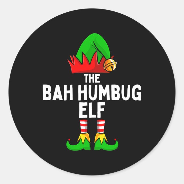 Adesivo Redondo Bah Humbug Elf Matando Natal (Frente)
