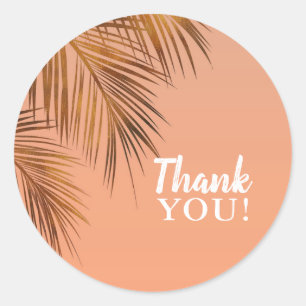 Adesivo Redondo Bahama Breeze Bronze Palma Coral Pêssego Casamento