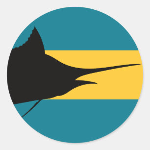Adesivo Redondo Bahamas Blue marlin Bahamas Bandeira Nacional Anim