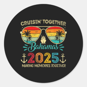 Adesivo Redondo Bahamas Cruise 2025 Família Matching Cruise Bahama