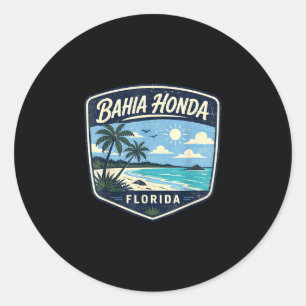 Adesivo Redondo Bahia honda Flórida praia palmeiras oceano verão