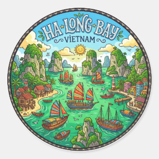 Adesivo Redondo Baía de Ha Long Vietnã