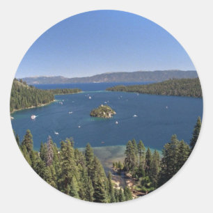 Adesivo Redondo Baía esmeralda, Lake Tahoe, Califórnia, EUA