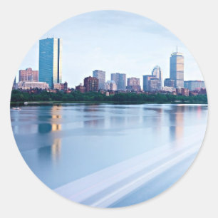 Adesivo Redondo Baía traseira de Boston através de Charles River