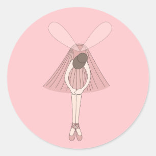 Adesivo Redondo Bailarina Fada Ilusima Tutu Ballet Rosa