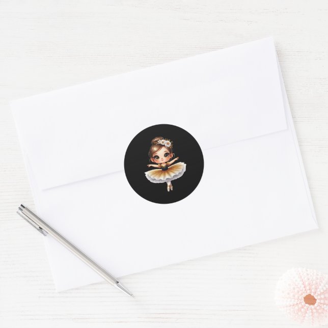 Adesivo Redondo Bailarina Fofa (Envelope)
