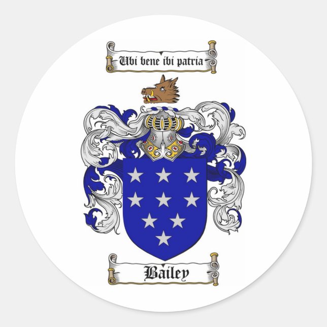 ADESIVO REDONDO BAILEY FAMILY CREST - BAILEY CASACO DE ARMAS (Frente)