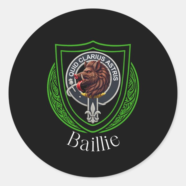 Adesivo Redondo Baillie Scottish Clan Crest (Frente)