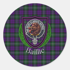 Adesivo Redondo Baillie Scottish Clan Tartan & Crest
