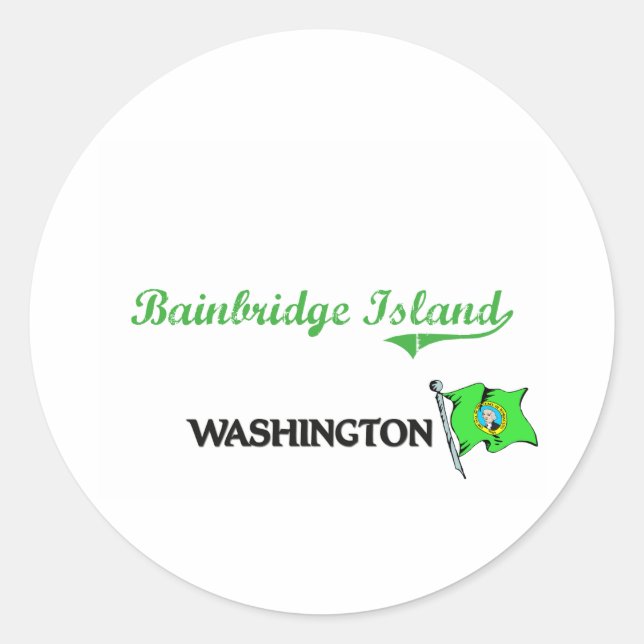 Adesivo Redondo Bainbridge Island Washington City Classic (Frente)
