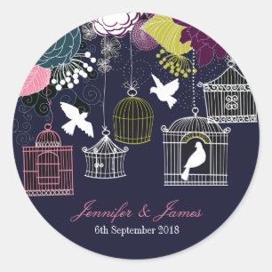 Adesivo Redondo Baiola de aves marinhos faz favores de casamento