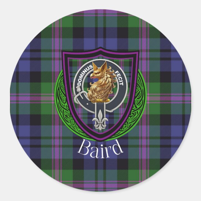 Adesivo Redondo Baird Scottish Clan Tartan & Crest (Frente)