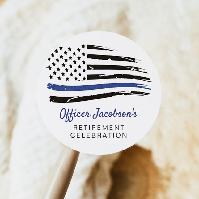 Adesivo Redondo Baixa de Sinalizador de Linha Azul Fino com Aquare (Criador carregado)