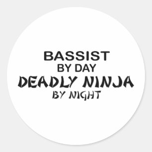 Adesivo Redondo Baixista Ninja mortal em a noite