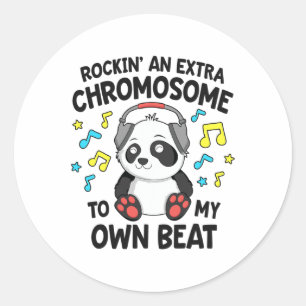 Adesivo Redondo Baixo Síndrome Kids T21 Rockin' An Extra Chromosom
