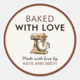 Adesivo Redondo Baked With Love Bakery Goods Label Stickers
