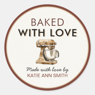 Adesivo Redondo Baked With Love Bakery Goods Label Stickers 