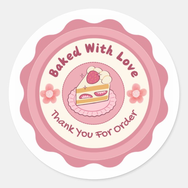 Adesivo Redondo Baked With Love Sticker (Frente)