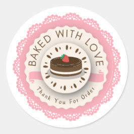 Adesivo Redondo Baked with Love Thank You For Order Round Sticker