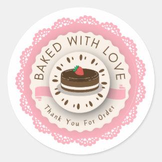 Adesivo Redondo Baked with Love Thank You For Order Round Sticker
