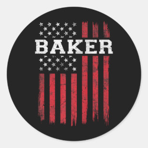 Adesivo Redondo Baker American Flag Usa Patriot Baking Patriótico